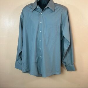 Van Heusen Gray Poplin Wrinkle-Free Button Down Men XL 17 ½ 36/37.